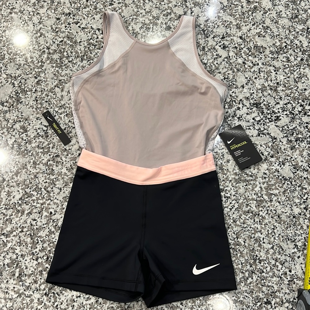 NWT Nike Pro Hypercool black and tan romper